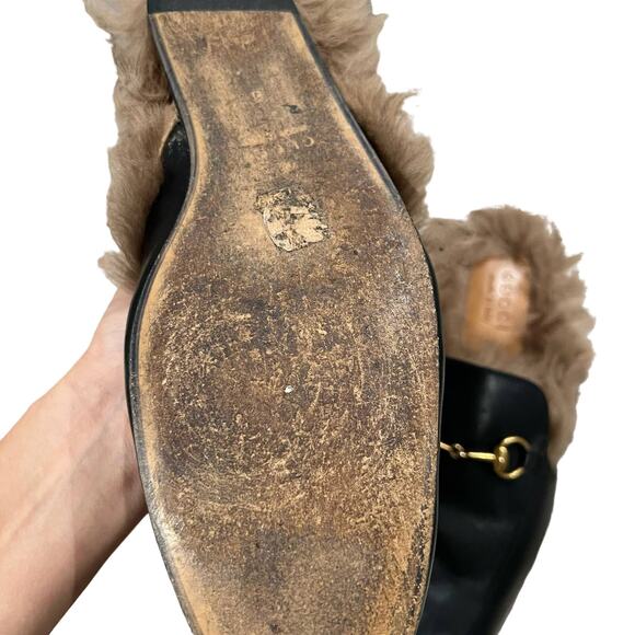 Gucci Men's Princetown Fur Mule slide Loafer Size 8 - Picture 6 of 13